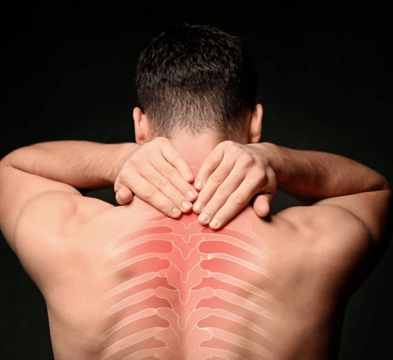 A man worried about thoracic osteochondrosis