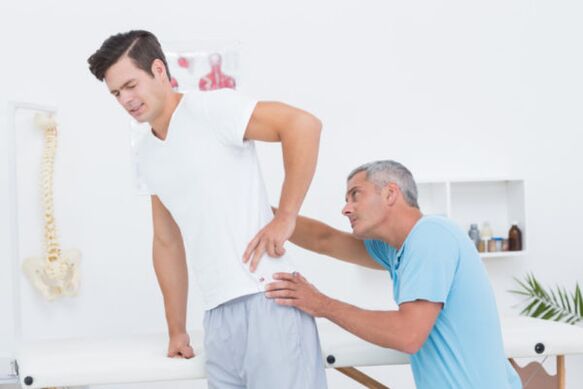 Back pain checked by a doctor
